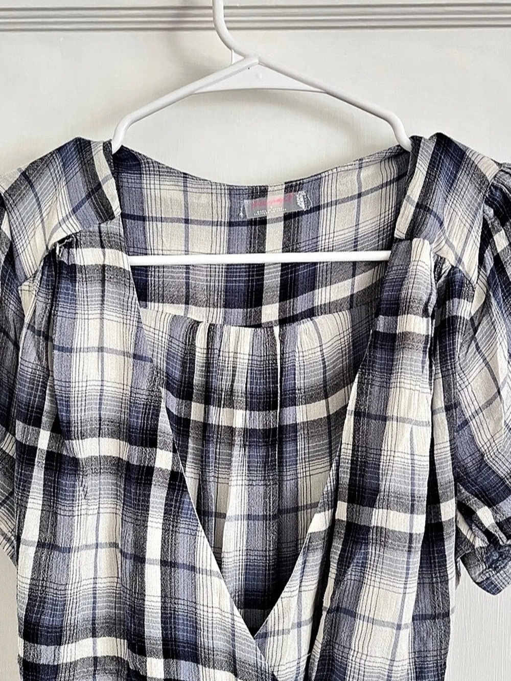 Papermoon Plaid midi Dress in Blue & White Size S Like New